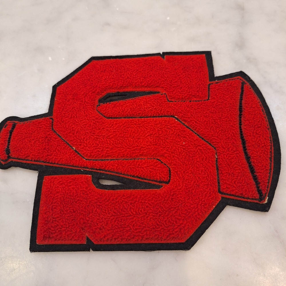 Vintage Varsity Letter Patch Unisex OS Red Megaphone Chenille Letterman S Sport